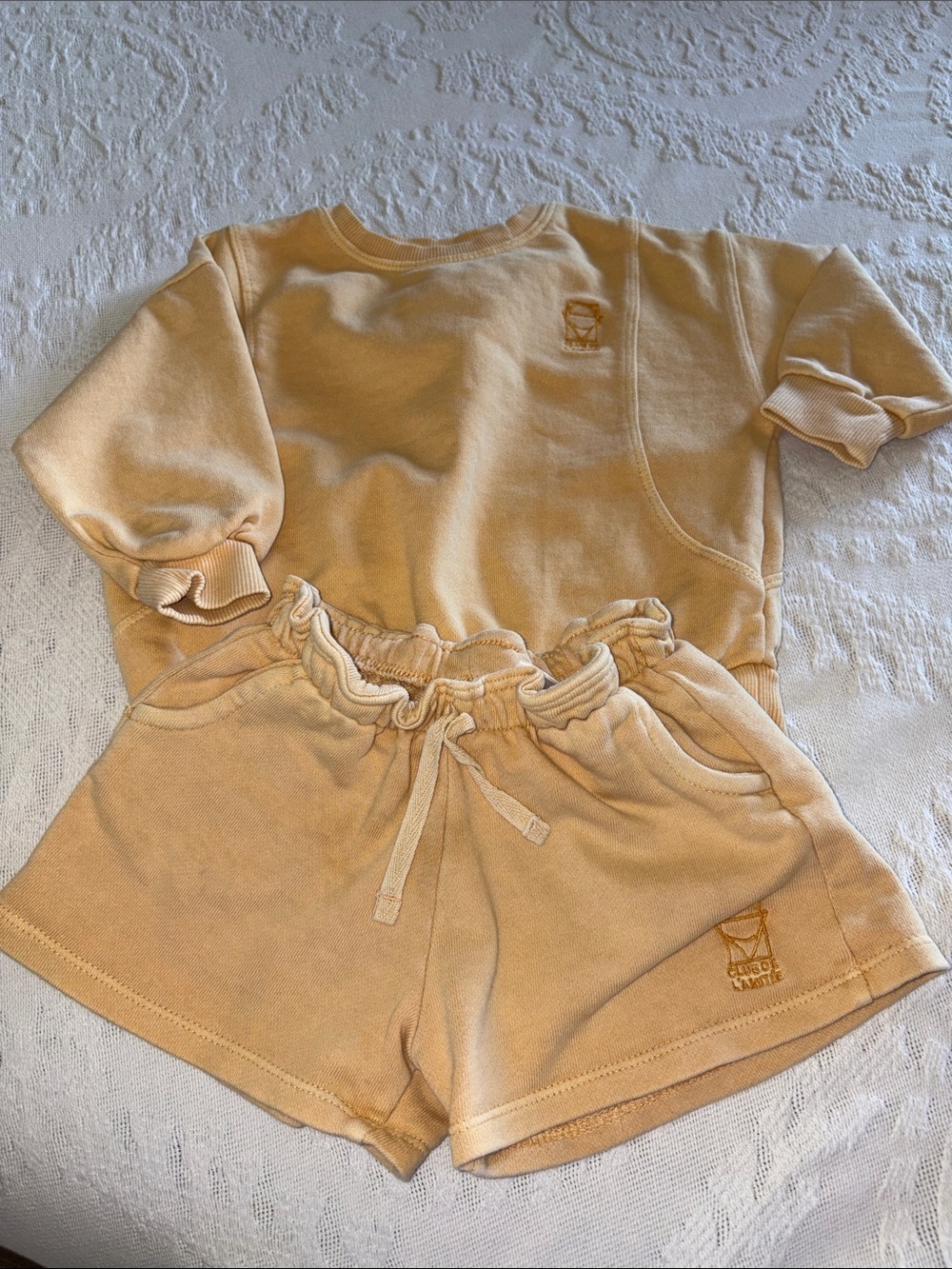 Zara Light yellow Kids' Sweatshorts Set Euc 1 1/2yrs